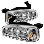 Pair Of Chrome Amber Corner Headlights For 2006-2010 Dodge Charger - LH & RH Halogen Lamps