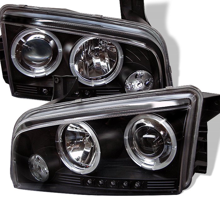 20062010 Dodge Charger Halo LED Black Projector Headlights