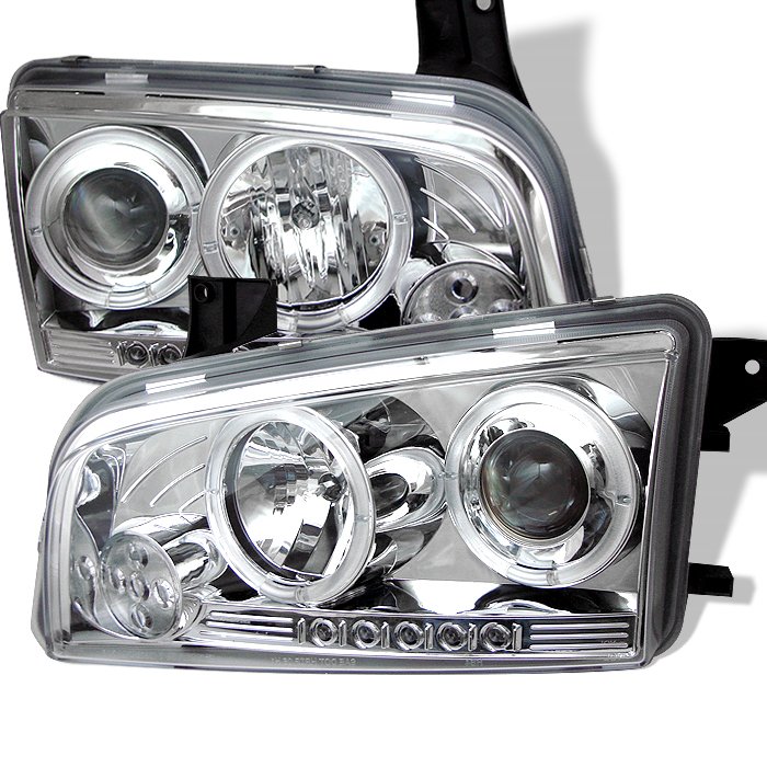20062010 Dodge Charger Halo LED Chrome Projector Headlights