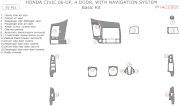 2006-2010 Honda Civic Sedan Basic Dash Trim Kit, w/ Navigation, 16 Pcs