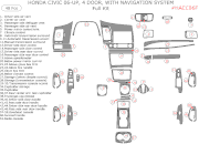 2006-2010 Honda Civic Sedan Full Dash Trim Kit, w/ Navigation, 48 Pcs