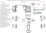 2006-2010 Honda Civic Sedan Full Dash Trim Kit, w/o Navigation, 48 Pcs
