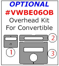 2006-2010 VW Beetle Convertible Optional Overhead Trim Kit, 3 Pcs