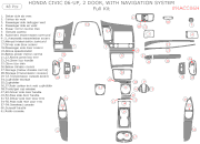 2006-2011 Honda Civic Coupe Full Dash Trim Kit, w/ Navigation 48 Pcs