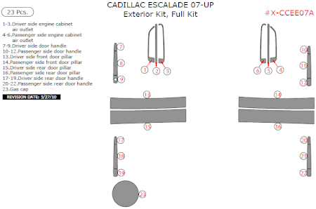 2007-2010 Cadillac Escalade FULL Exterior Trim Kit, 23 Pcs