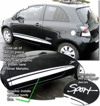 2007-2010 Toyota Yaris / Vitz Liftback Body Side Graphic Kit 1
