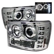 2007-2013 GMC Sierra 1500 2500 3500 Halo LED Chrome Projector Headlights
