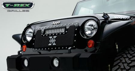 2007-2014 Jeep Wrangler JK - Torch Series LED Light Grille - 1 pc. - All Black - Cut Center Bars (For off-road use only)