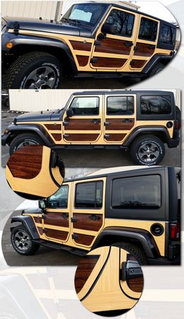 2007-2023 Jeep Wrangler Unlimited Wood Panel Graphics Kit 1