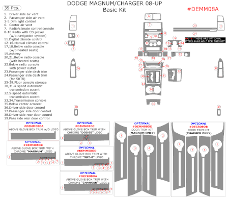 2008-2010 Dodge Charger Basic Dash Kit, 39 Pcs