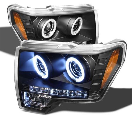 2009-2012 Ford F150 CCFL LED Projector Headlights - Black