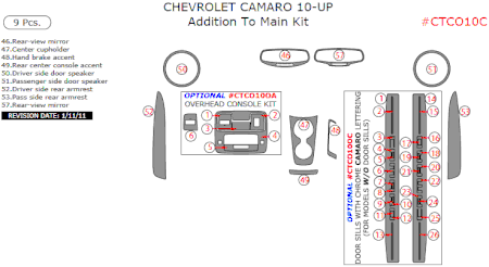 2010 2011 Chevrolet Camaro Addition To Main Kit, 9 Pcs.