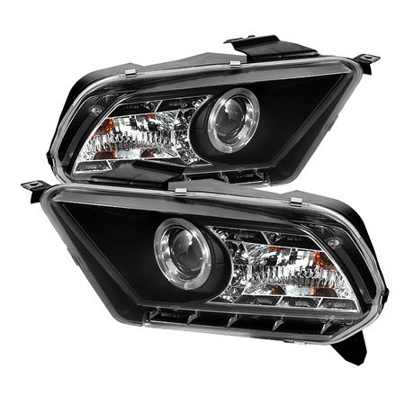 2010- 2012 Ford Mustang DRL LED Projector Headlights - Black
