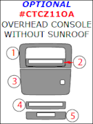 2010-2015 Chevrolet Cruze Optional Overhead Console w/o Sunroof, 5 Pcs