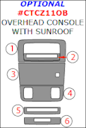 2010-2015 Chevrolet Cruze Optional Overhead Console w/ Sunroof, 6 Pcs