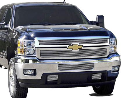 2011 2012 Chevrolet Silverado HD Polished Billet Grille Overlay 2 Pc