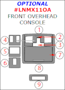 2011-2015 Lincoln MKX Optional Overhead Console Trim Kit, 9 Pcs