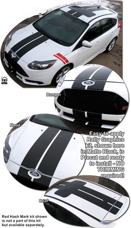 2012-2017 Ford Focus ST Style Rally Stripes Graphics Kit 1