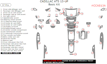 2013 Cadillac ATS Dash Trim Kit, 37 Pcs