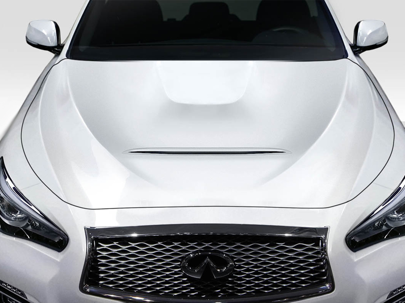 Front Upper Grille For 2018-2023 Infiniti Q50 - Base Models With HOLE, Black/Chrome