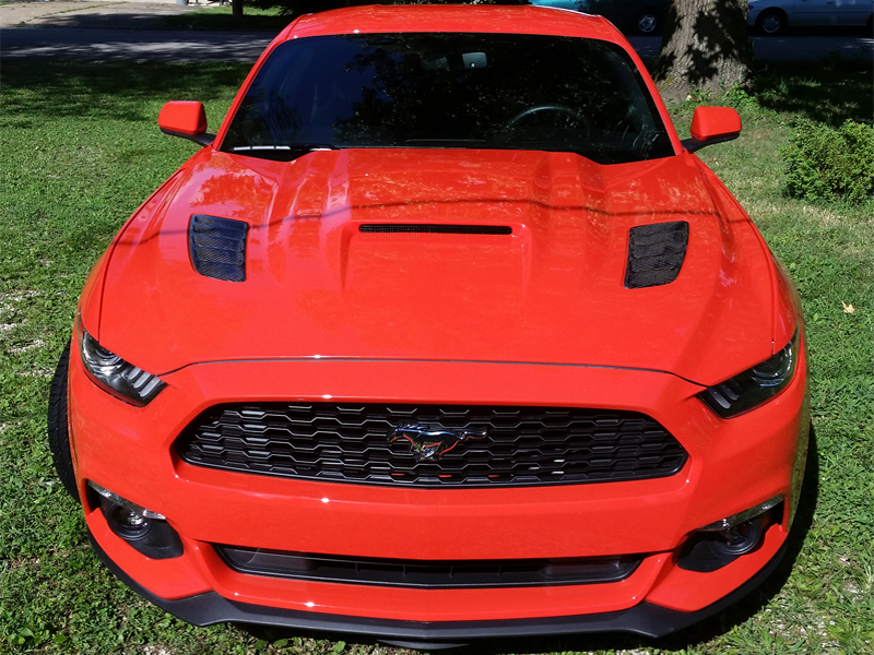thumbnail image 2 of IKON MOTORSPORTS Single Vent Ram Air Hood Scoop For 2015-2017 Ford Mustang – Black ABS 2 of 6