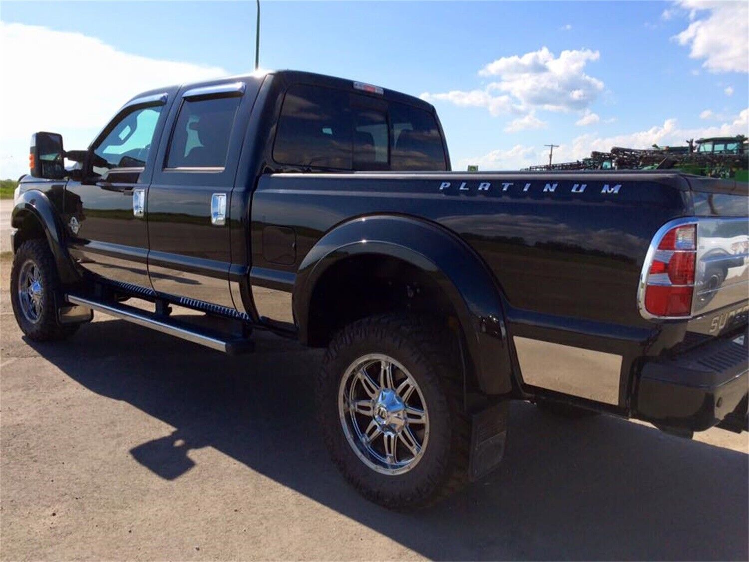 2011-2016 Ford F-250/F-350 Super Duty Crew Cab Short Bed Rocker Panel Trim - 10.5", Chrome, Stainless Steel, Self-Adhesive