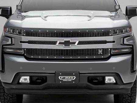 2019-2022 Silverado 1500 Laser X Grille, Black, 1 Pc, Replacement, Chrome Studs