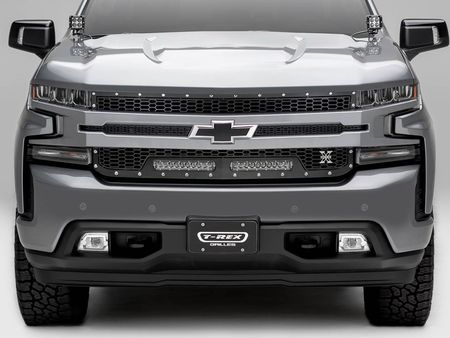 2019-2022 Silverado 1500 Laser Torch Grille, Black, 1 Pc, Replacement, Chrome Studs, Incl. (2) 10" LEDs - PN #7311261