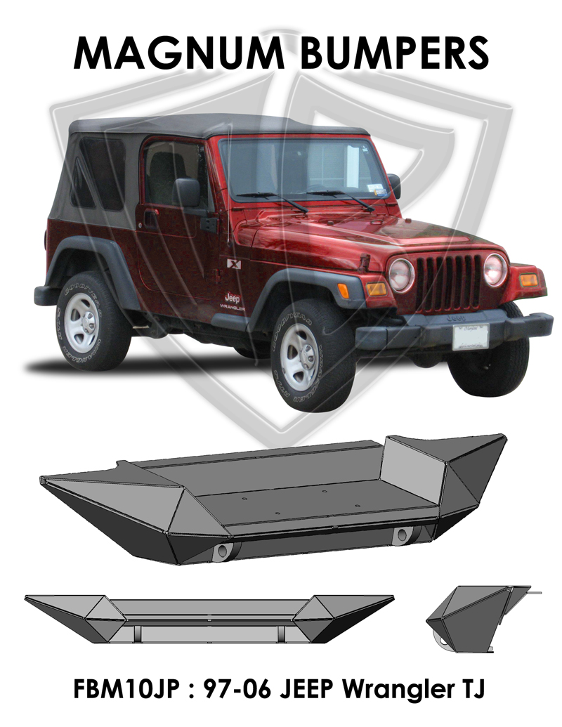 Vijay Black Textured Front & Rear Bumper With Winch Plate For Jeep Wrangler TJ 97-06 – Heavy Duty Steel, 1-Year Warranty