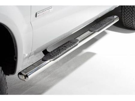 Ford F250 F350 F450 ICI 4" Oval Nerf Bars Bullet Cab Length Stainless or Black Powdercoat 2004-2013