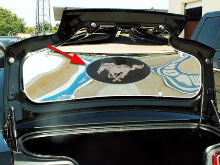 MUSTANG PONY EMBLEM WITH TRIM RING FOR MUSTANG TRUNK PANEL