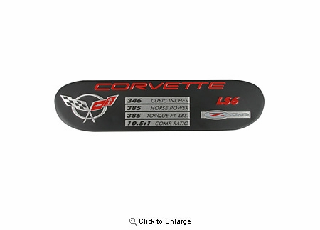 01 Z06 Engine Specifications Data ID Plate