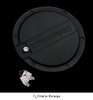 2010-2013 Camaro Locking Fuel Door Billet Aluminum - Black