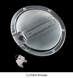 2010-2013 Camaro Locking Fuel Door Billet Aluminum - Brushed