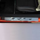 2010-2015 Camaro Door Sill Plates - Brushed/Polished Stainless Steel "RS" Carbon Fiber