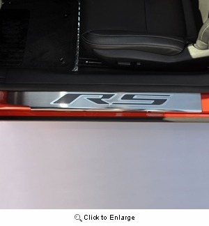 2010-2015 Camaro Door Sill Plates - Brushed/Polished Stainless Steel "RS" Carbon Fiber