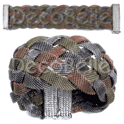 military inspired trend earth tone olive bronze brown mesh metal basket weave bracelet cuff made in usa jewelry