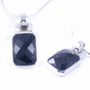 art deco black bloodstone pendant in 925 sterling silver necklace