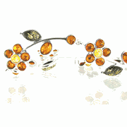 multi-color lemon yellow green honey baltic amber flower bracelet in sterling silver