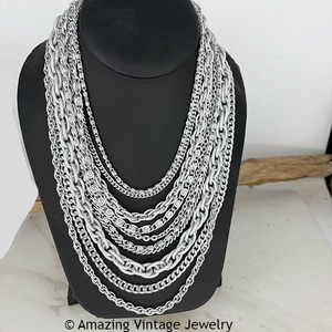 10 Strand Silvertone Necklace
