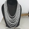 10 Strand Silvertone Necklace