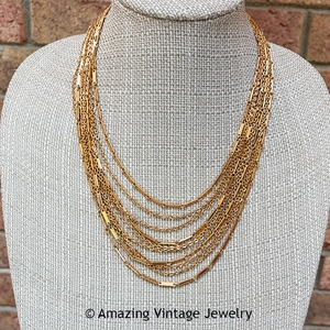 CHIFFON BIB Necklace - Goldtone in Box