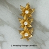 Goldtone Leaves Pin with Faux Pearls Goldtone Leaves Pin with Faux Pearls