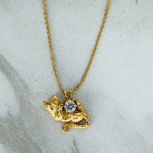 LINO Goldtone Cat Pendant Necklace