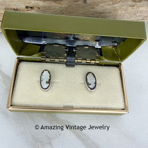 MOTHER OF PEARL CAMEO Earrings - Pierced