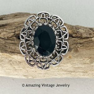 Silver Pin with Black Stone