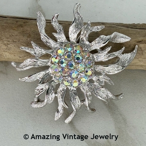 Silvertone Pin with AB Stones - Canada