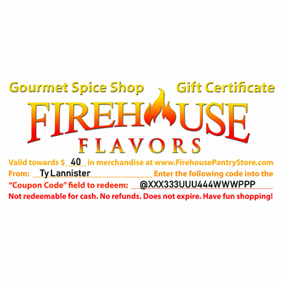 $40 Firehouse Flavors Gift Certificate