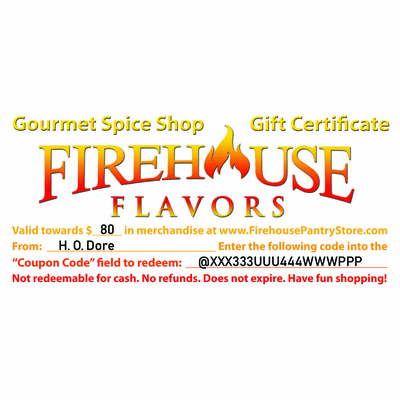 $80 Firehouse Flavors Gift Certificate