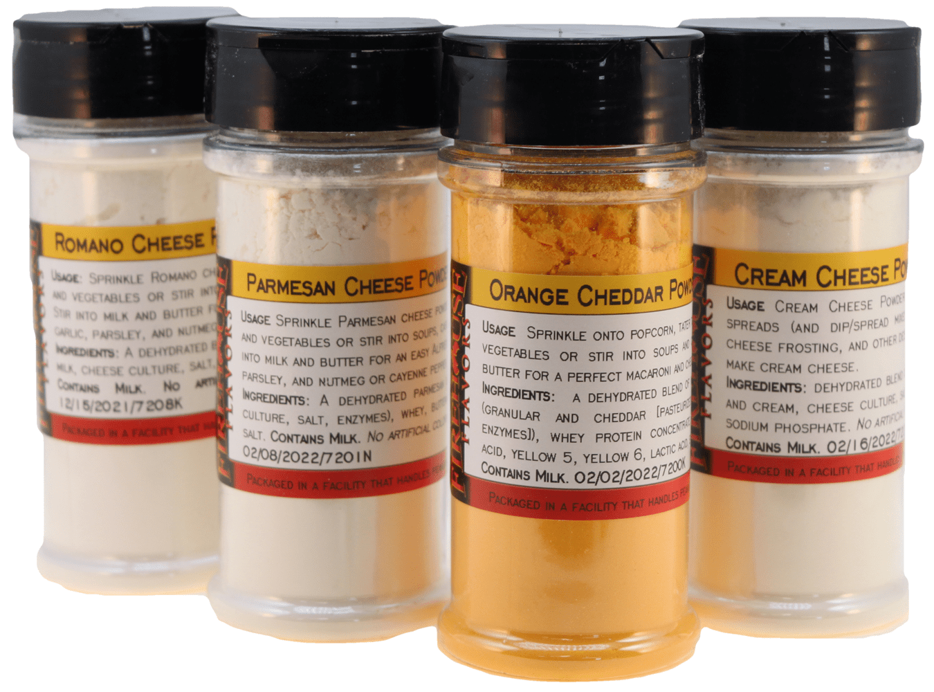 4 Spice Jar Dehydrated Cheese Powder Sampler Pack at Firehouse Flavors